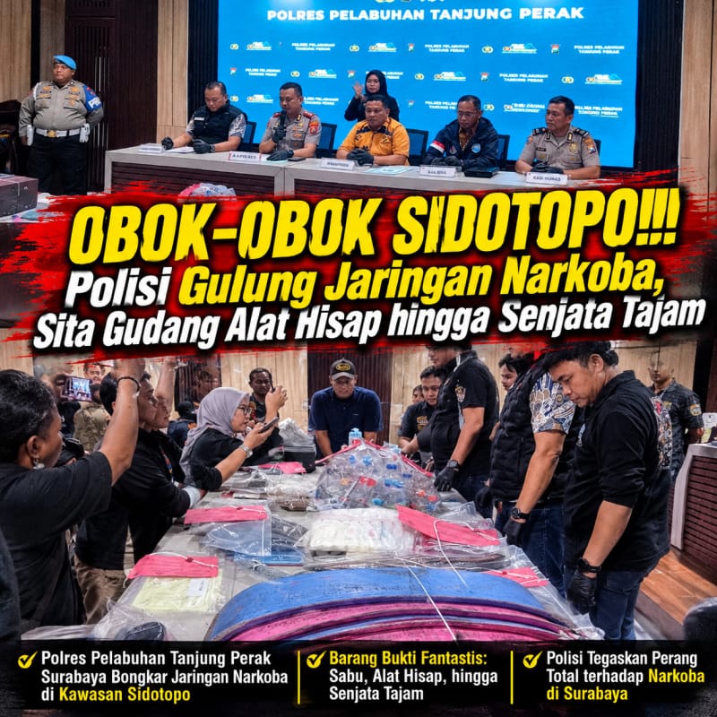 OBOK-OBOK SIDOTOPO!!! Polisi Gulung Jaringan Narkoba, Sita Gudang Alat Hisap hingga Senjata Tajam