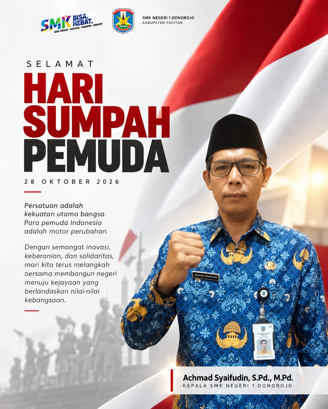 Momentum Sumpah Pemuda, Kepala SMKN 1 Donorojo Tekankan Persatuan dan Semangat Perubahan